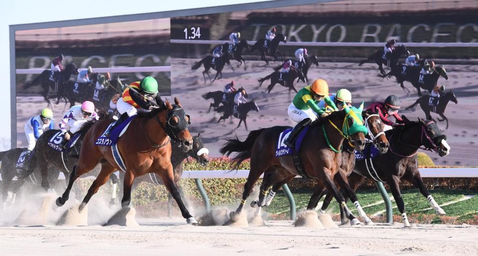 大外一気で２連覇を達成したコスタノヴァ（左）＝撮影・園田高夫