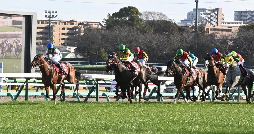 １１Ｒ中山記念を制したレーベンスティール（左）＝撮影・持木克友