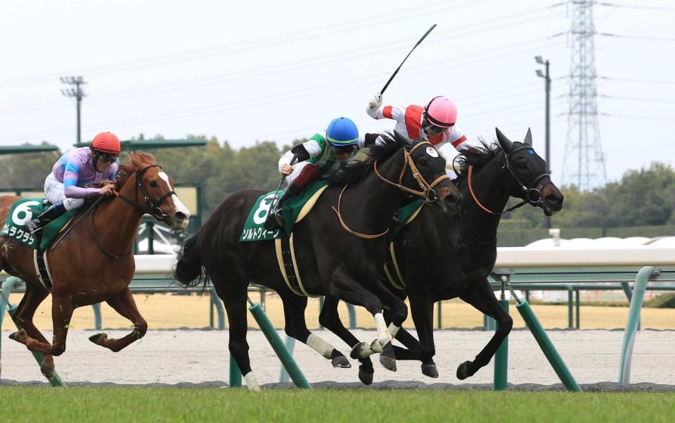 愛知杯を制したアイサンサン（右奥）。手前は２着のソルトクィーン　