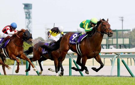 　貫禄の走りでライバルを蹴散らしたサトノレーヴ（右）