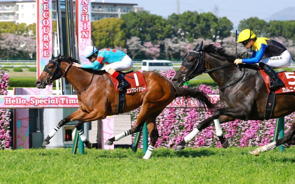 　マイペースの逃げで押し切ったエンブロイダリー（撮影・石湯恒介）
