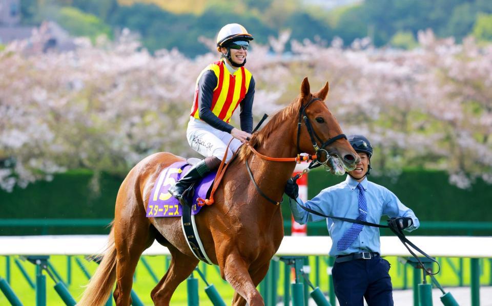 　桜花賞を制したスターアニス＝阪神競馬場（撮影・石湯恒介）