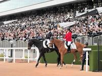 ディープボンドに騎乗して本馬場に入場する和田竜師