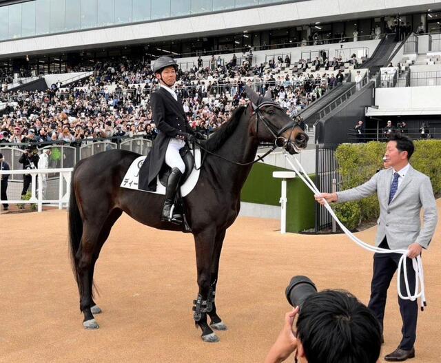 和田竜二元騎手が誘導馬ディープボンドに乗って本馬場入場
