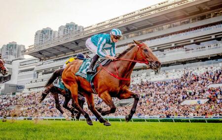 　当レースＶ４を飾ったロマンチックウォリアー　©Ｔｈｅ　Ｈｏｎｇ　Ｋｏｎｇ　Ｊｏｃｋｅｙ　Ｃｌｕｂ