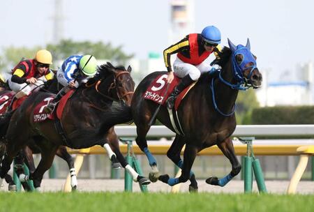 　大外から突き抜けたラフターラインズ（右）