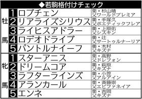 皐月賞馬ロブチェンと桜花賞馬スターアニスが１位にランクイン