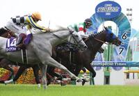 第７６回安田記念を勝利したシックスペンス（右手前）