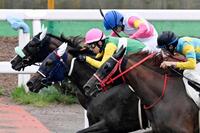 　函館第７レースでヒミノエトワールに騎乗し１着となった武豊騎手（左）。デビュー４０年目で「通算５千勝」に到達した＝函館競馬場