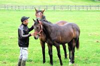　東雄吾厩舎長と１歳馬たち