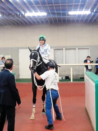新潟４Ｒの新馬戦を制したトップレイアーと今村聖奈