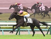 ２歳新馬戦を制したスローブギ（撮影・園田高夫）
