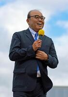 予想を披露する岡田彰布顧問（撮影・石湯恒介）