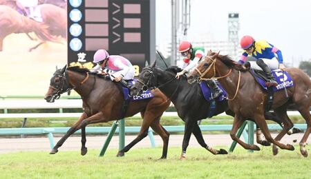 スプリンターズステークスを制したピューロマジック（左）＝中山競馬場（撮影・園田高夫）