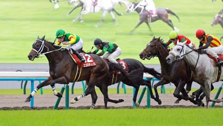 力強く抜け出すエコロディノス（左）＝撮影・石湯恒介