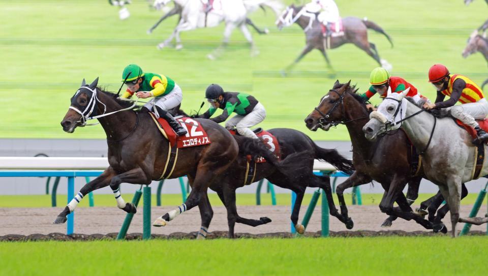 力強く抜け出すエコロディノス（左）＝撮影・石湯恒介