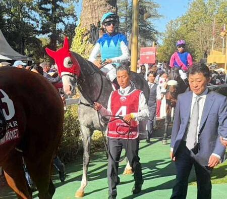 １１着に敗れたアドマイヤテラと友道師（撮影・平松さとし）