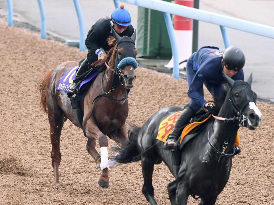 原を背に好調をアピールしたジャスティンシカゴ（左）