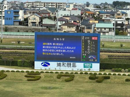 浦和３Ｒが取り止めとなったことを知らせるビジョン